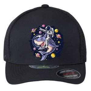 Astronauts Ride A Shark In Space ( Galaxy ) With The Planets Flexfit Unipanel Trucker Cap