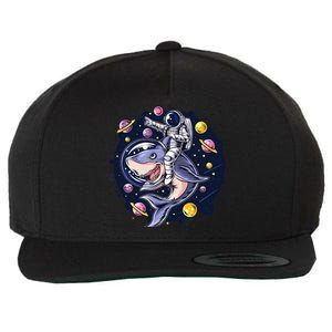 Astronauts Ride A Shark In Space ( Galaxy ) With The Planets Wool Snapback Cap