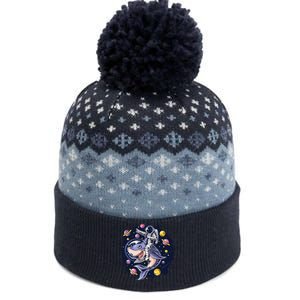 Astronauts Ride A Shark In Space ( Galaxy ) With The Planets The Baniff Cuffed Pom Beanie