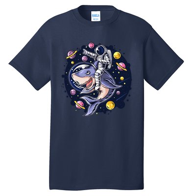 Astronauts Ride A Shark In Space ( Galaxy ) With The Planets Tall T-Shirt