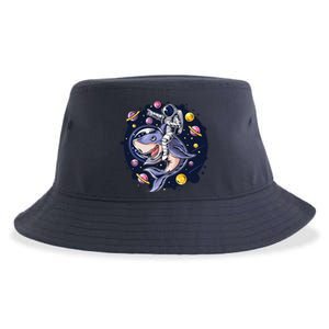 Astronauts Ride A Shark In Space ( Galaxy ) With The Planets Sustainable Bucket Hat