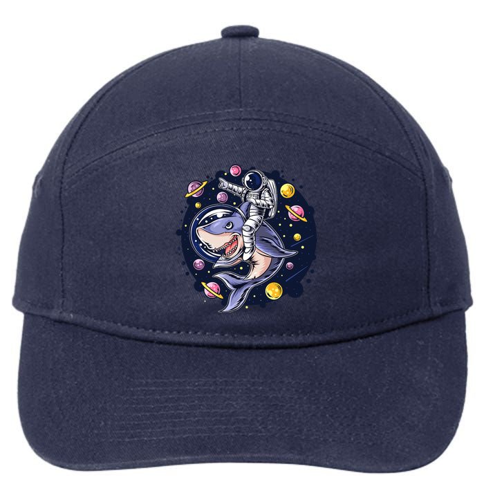 Astronauts Ride A Shark In Space ( Galaxy ) With The Planets 7-Panel Snapback Hat