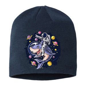 Astronauts Ride A Shark In Space ( Galaxy ) With The Planets Sustainable Beanie