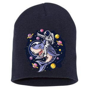 Astronauts Ride A Shark In Space ( Galaxy ) With The Planets Short Acrylic Beanie