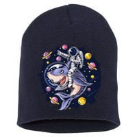 Astronauts Ride A Shark In Space ( Galaxy ) With The Planets Short Acrylic Beanie