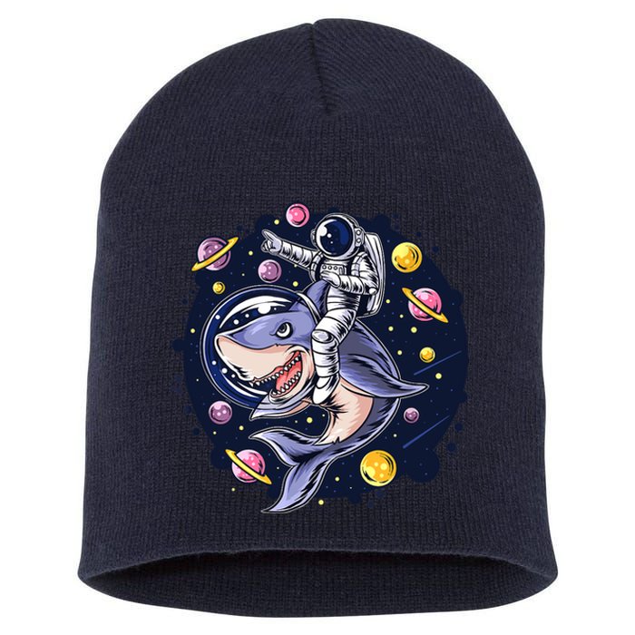 Astronauts Ride A Shark In Space ( Galaxy ) With The Planets Short Acrylic Beanie