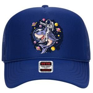 Astronauts Ride A Shark In Space ( Galaxy ) With The Planets High Crown Mesh Back Trucker Hat