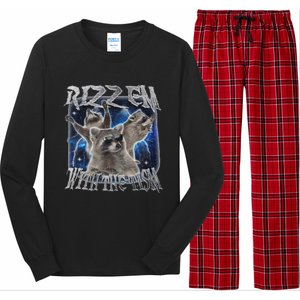 Autistic Racoon Autism Meme Funny Rizz Em With The Tism Long Sleeve Pajama Set