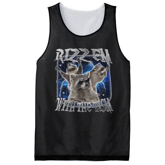 Autistic Racoon Autism Meme Funny Rizz Em With The Tism Mesh Reversible Basketball Jersey Tank