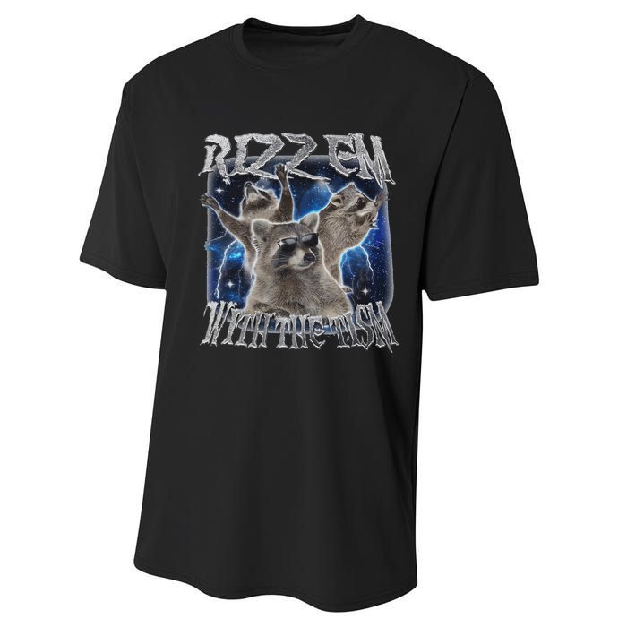 Autistic Racoon Autism Meme Funny Rizz Em With The Tism Performance Sprint T-Shirt