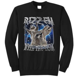 Autistic Racoon Autism Meme Funny Rizz Em With The Tism Tall Sweatshirt