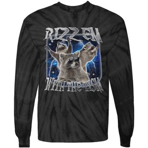 Autistic Racoon Autism Meme Funny Rizz Em With The Tism Tie-Dye Long Sleeve Shirt