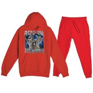 Autistic Racoon Autism Meme Funny Rizz Em With The Tism Premium Hooded Sweatsuit Set