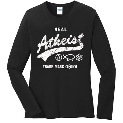 Atheistdad Real Atheist Trade Mark Ladies Long Sleeve Shirt