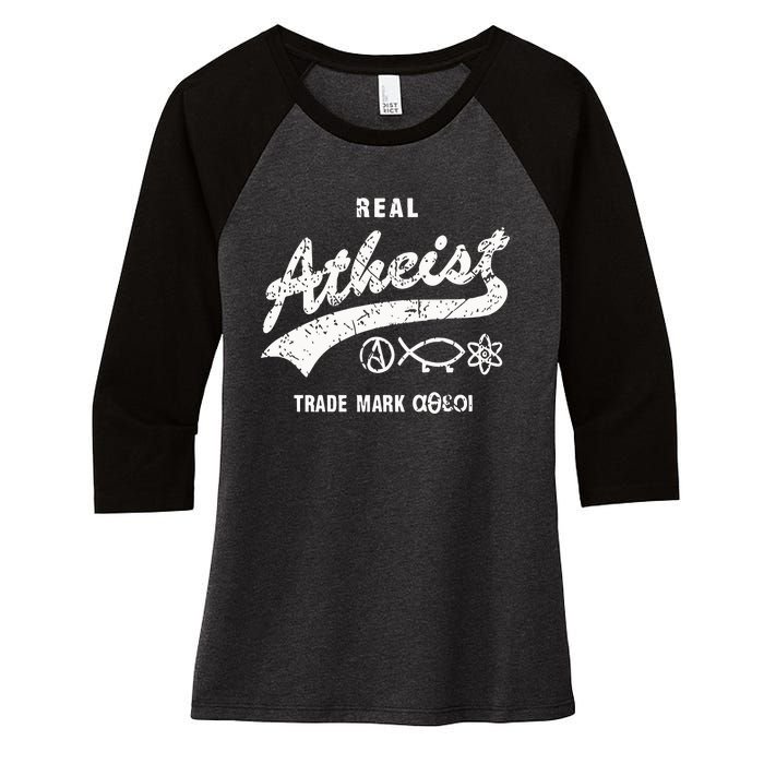 Atheistdad Real Atheist Trade Mark Women's Tri-Blend 3/4-Sleeve Raglan Shirt