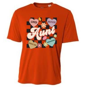 Aunt Retro Aunt Life Groovy Mothers Day Heart Affirmation Gift Cooling Performance Crew T-Shirt