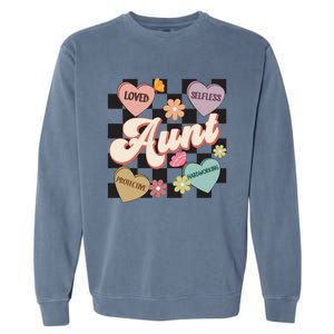 Aunt Retro Aunt Life Groovy Mothers Day Heart Affirmation Gift Garment-Dyed Sweatshirt