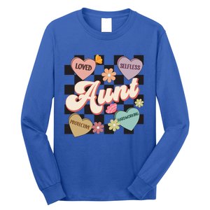 Aunt Retro Aunt Life Groovy Mothers Day Heart Affirmation Gift Long Sleeve Shirt