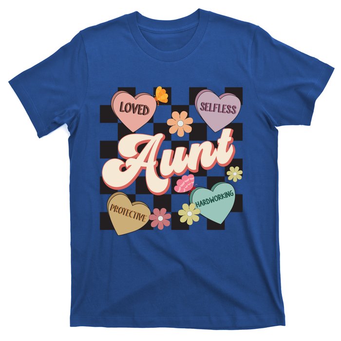 Aunt Retro Aunt Life Groovy Mothers Day Heart Affirmation Gift T-Shirt