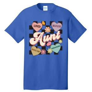 Aunt Retro Aunt Life Groovy Mothers Day Heart Affirmation Gift Tall T-Shirt