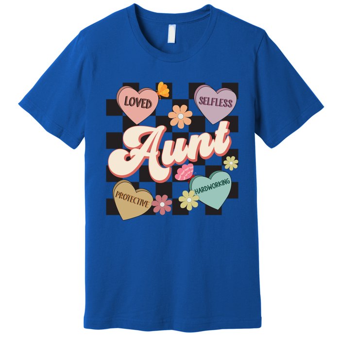 Aunt Retro Aunt Life Groovy Mothers Day Heart Affirmation Gift Premium T-Shirt