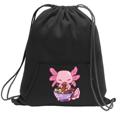 Axolotl Ramen Anime Kawaii Eating Sweatshirt Cinch Pack Bag