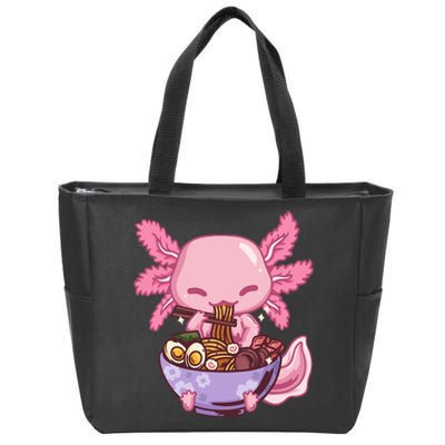 Axolotl Ramen Anime Kawaii Eating Zip Tote Bag