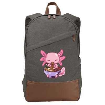 Axolotl Ramen Anime Kawaii Eating Cotton Canvas Backpack