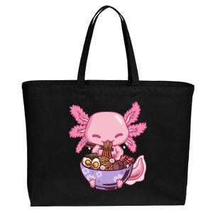 Axolotl Ramen Anime Kawaii Eating Cotton Canvas Jumbo Tote