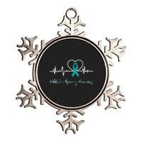 Addiction Recovery Awareness Heartbeat Teal Ribbon Support Metallic Star Ornament