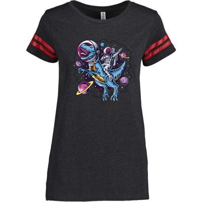 Astronaut Riding A Dinosaur In Space Enza Ladies Jersey Football T-Shirt