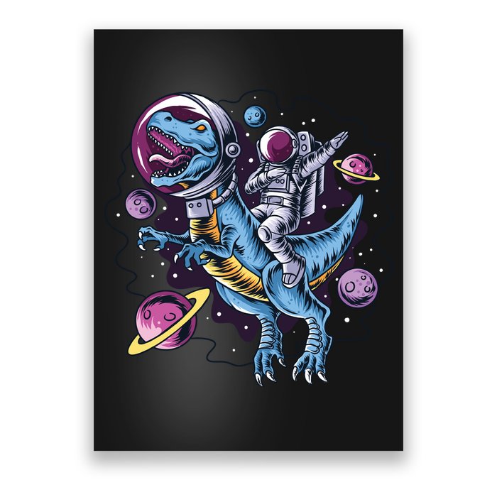Astronaut Riding A Dinosaur In Space Poster