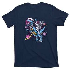 Astronaut Riding A Dinosaur In Space T-Shirt