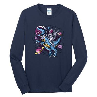 Astronaut Riding A Dinosaur In Space Tall Long Sleeve T-Shirt