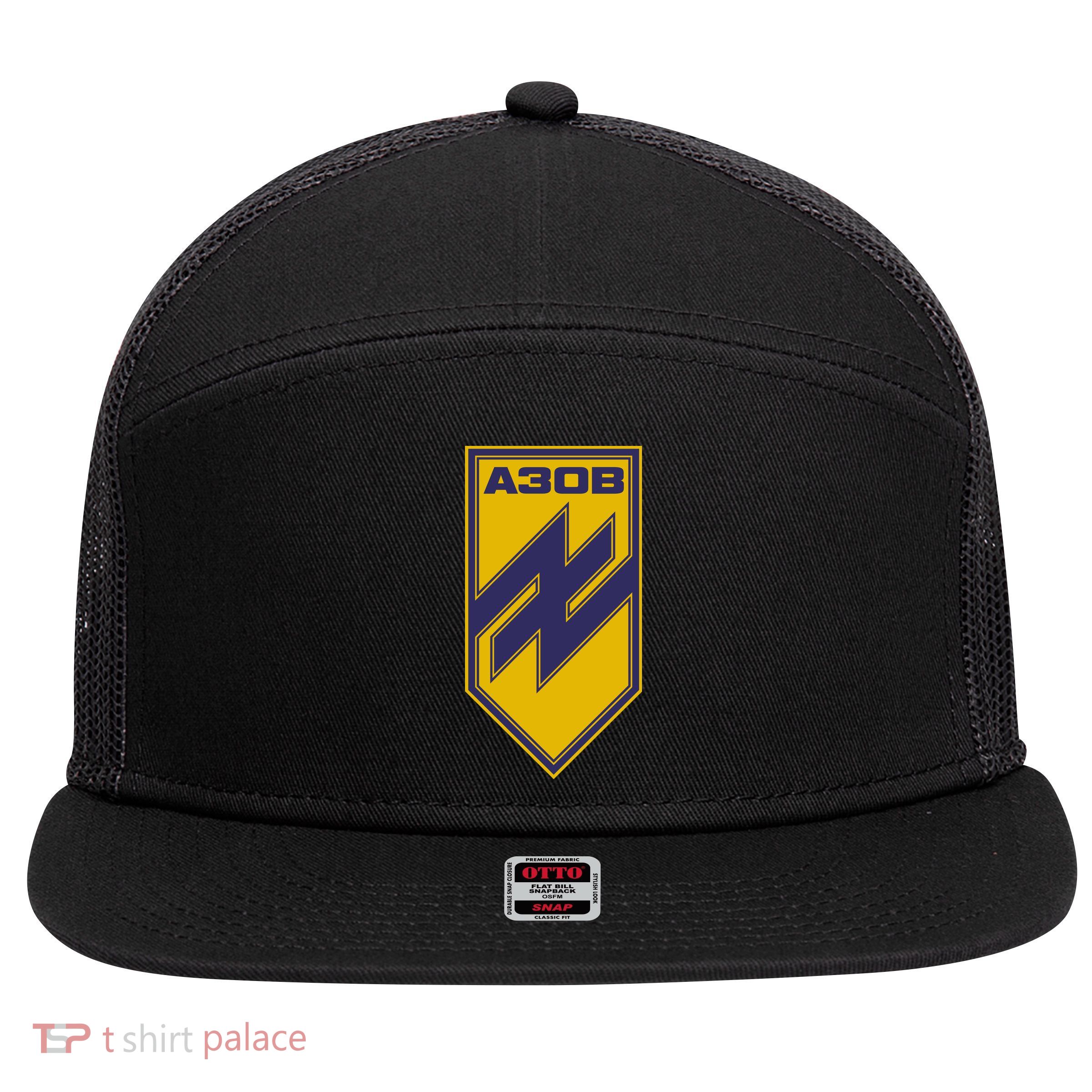 Azov Regiment A30B Azov Battalion Ukraine 7 Panel Mesh Trucker Snapback Hat