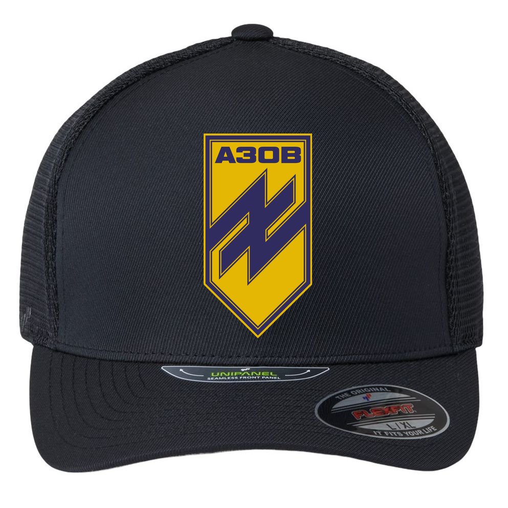 Azov Regiment A30B Azov Battalion Ukraine Flexfit Unipanel Trucker Cap