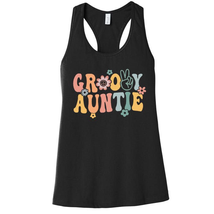 Auntie Retro Aunt Matching Family Women's Racerback Tank