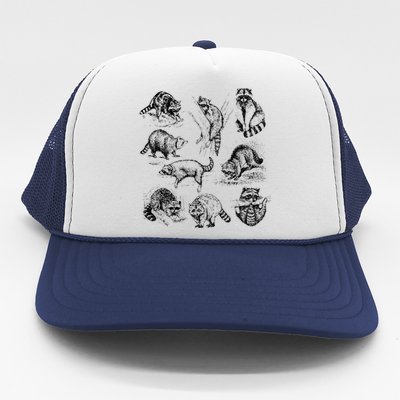 Adorable Raccoon Artwork Charming Wildlife Illustration Trucker Hat