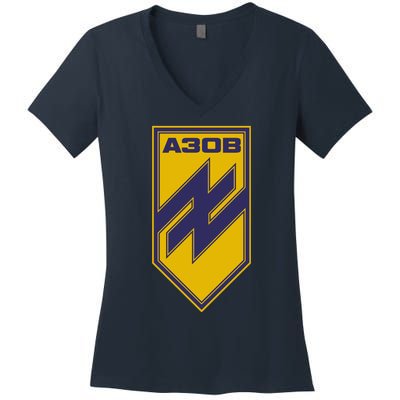 Azov Regiment A30B Azov Battalion Ukraine Women's V-Neck T-Shirt