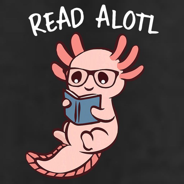 Axolotl Reading A Book, Read Alotl Books Funny Axolotl Book 7 Panel Mesh Trucker Snapback Hat