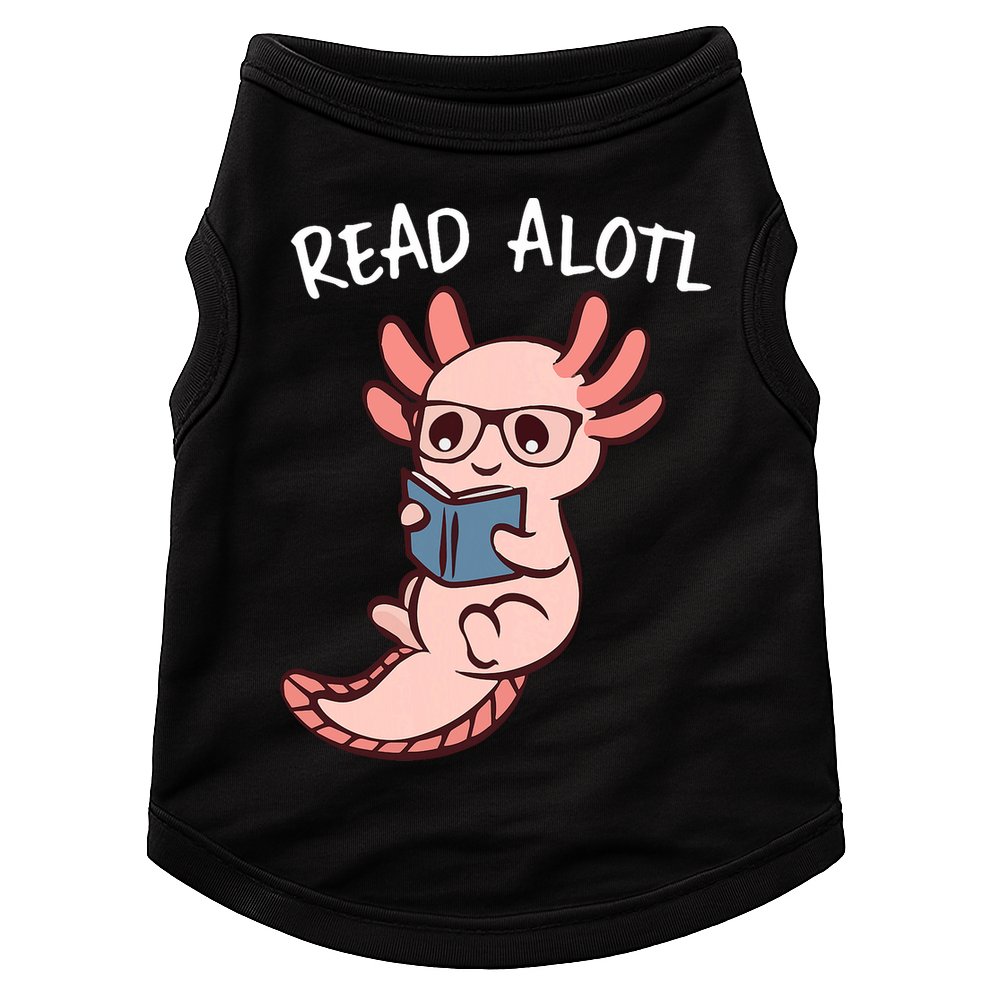 Axolotl Reading A Book, Read Alotl Books Funny Axolotl Book Doggie Tank