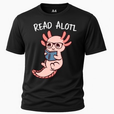 Axolotl Reading A Book, Read Alotl Books Funny Axolotl Book Cooling Performance Crew T-Shirt