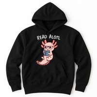 Axolotl Reading A Book, Read Alotl Books Funny Axolotl Book Hoodie