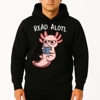 Axolotl Reading A Book, Read Alotl Books Funny Axolotl Book Hoodie