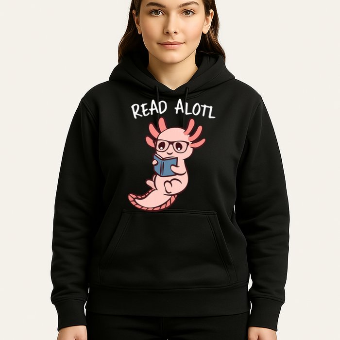 Axolotl Reading A Book, Read Alotl Books Funny Axolotl Book Hoodie