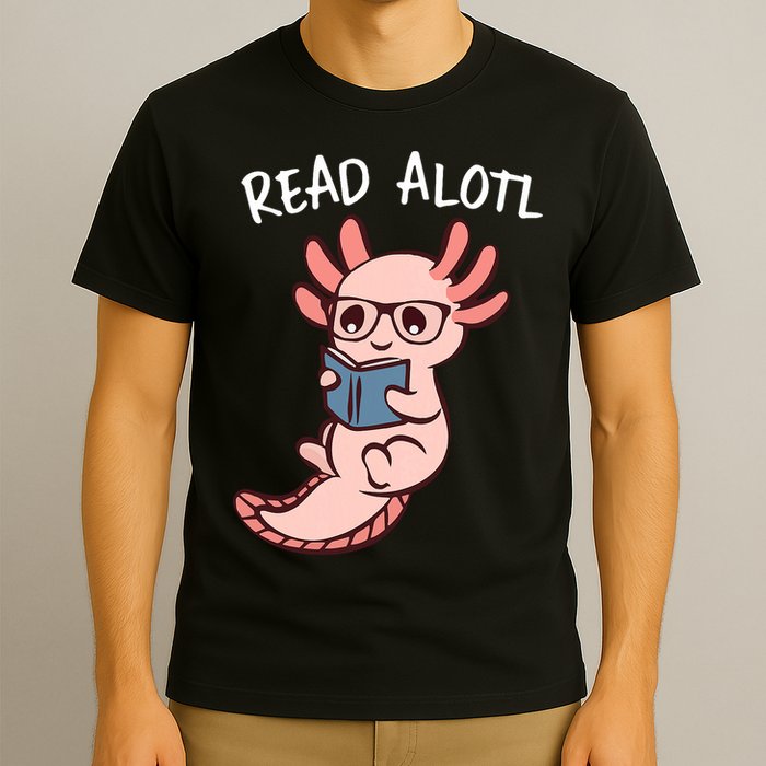 Axolotl Reading A Book, Read Alotl Books Funny Axolotl Book T-Shirt