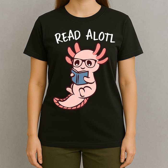 Axolotl Reading A Book, Read Alotl Books Funny Axolotl Book T-Shirt