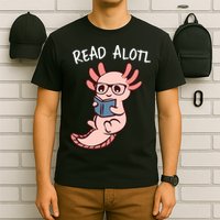 Axolotl Reading A Book, Read Alotl Books Funny Axolotl Book T-Shirt