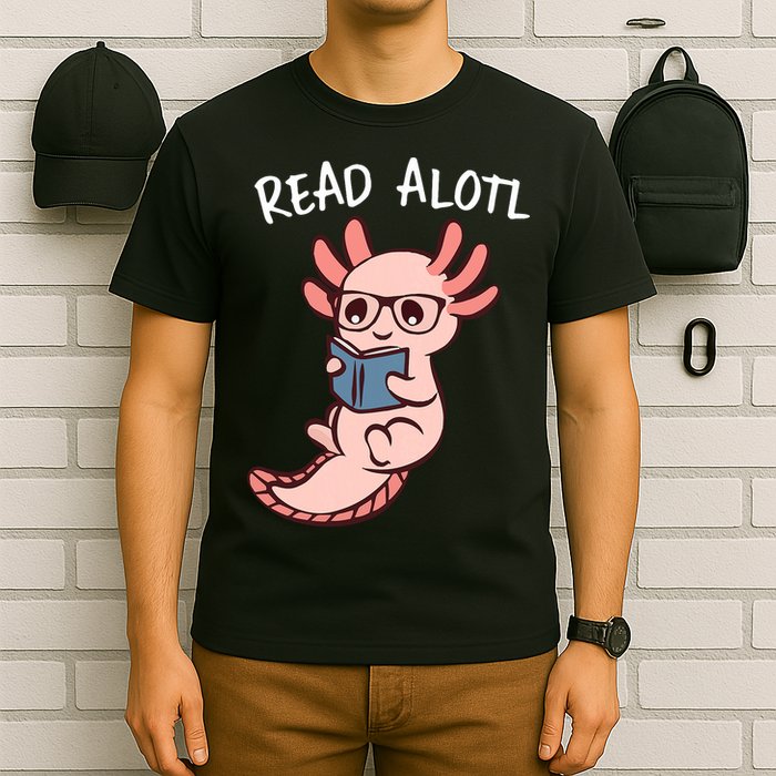 Axolotl Reading A Book, Read Alotl Books Funny Axolotl Book T-Shirt