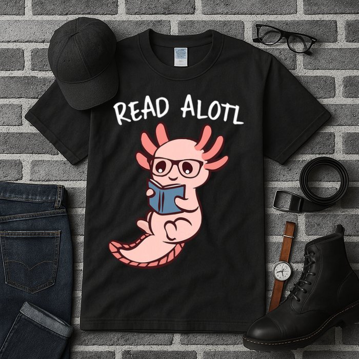 Axolotl Reading A Book, Read Alotl Books Funny Axolotl Book Tall T-Shirt